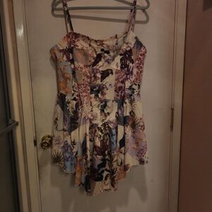 SHEIN Cream Floral Spaghetti-Strap Cami Top